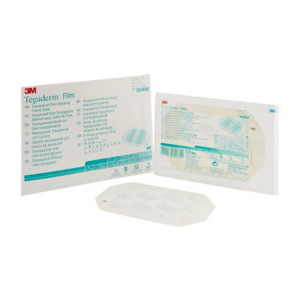 Picture of Transparent Film Dressing 3M™ Tegaderm™ Rectangle 4 X 4-3/4 Inch Frame Style Delivery Without Label Sterile9506W