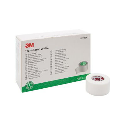 Picture of Medical Tape 3M™ Transpore™ White Bi-directional Tear Plastic 1 Inch X 10 Yard White NonSterile1534-1