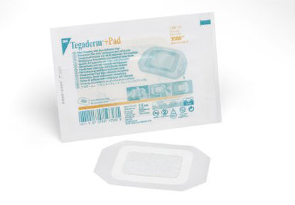 Picture of Transparent Film Dressing with Pad 3M™ Tegaderm™ +Pad Rectangle 3-1/2 X 4 Inch Frame Style Delivery Without Label Sterile3586