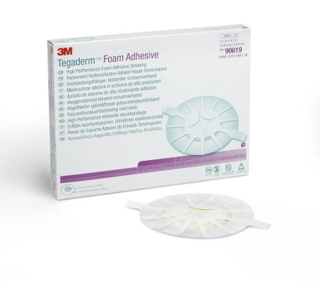 Picture of Foam Dressing 3M™ Tegaderm™ High Performance 5-1/2 X 5-1/2 Inch Heel Adhesive with Border Sterile90619