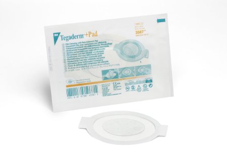 Picture of Transparent Film Dressing with Pad 3M™ Tegaderm™ Rectangle 3-1/2 X 4 Inch Frame Style Delivery Without Label Sterile3587