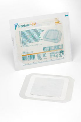 Picture of Transparent Film Dressing with Pad 3M™ Tegaderm™ +Pad Square 6 X 6 Inch Frame Style Delivery Without Label Sterile3588