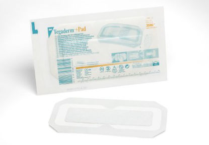 Picture of Transparent Film Dressing with Pad 3M™ Tegaderm™ Rectangle 3-1/2 X 8 Inch Frame Style Delivery Without Label Sterile3590