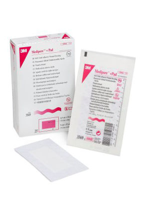 Picture of Adhesive Dressing 3M™ Medipore™ 3-1/2 X 6 Inch Soft Cloth Rectangle White Sterile3569