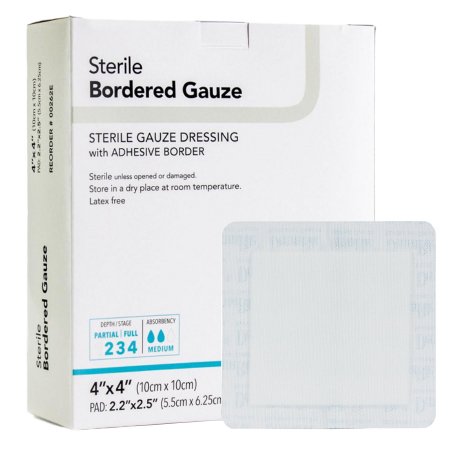 Picture of Adhesive Dressing DermaRite® Bordered Gauze 4 X 4 Inch Gauze Square White Sterile00262E