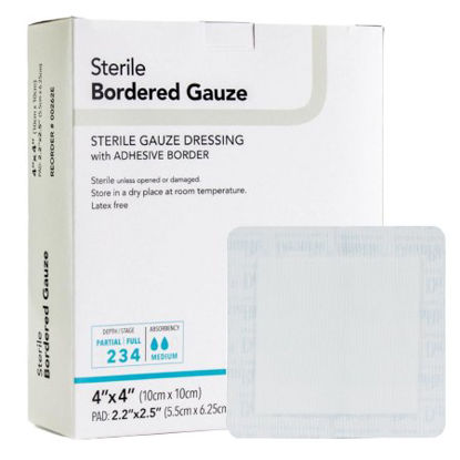Picture of Adhesive Dressing DermaRite® Bordered Gauze 4 X 4 Inch Gauze Square White Sterile00262E