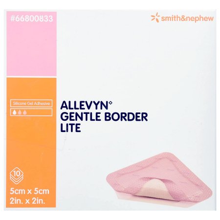 Picture of Thin Silicone Foam Dressing Allevyn Gentle Border Lite 2 X 2 Inch Square Silicone Gel Adhesive with Border Sterile66800833