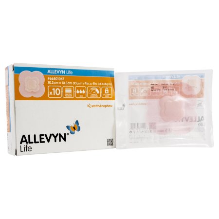 Picture of Silicone Foam Dressing Allevyn Life 4 X 4 Inch Quadrilobe Silicone Adhesive with Border Sterile66801067