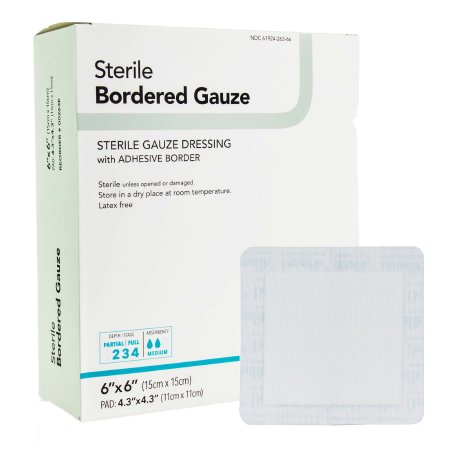 Picture of Adhesive Dressing DermaRite® Bordered Gauze 6 X 6 Inch Gauze Square White Sterile00263E