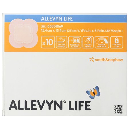 Picture of Silicone Foam Dressing Allevyn Life 6 X 6 Inch Quadrilobe Silicone Adhesive with Border Sterile66801069
