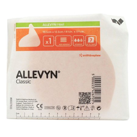 Picture of Foam Dressing Allevyn 4-1/2 X 5-1/2 Inch Heel Cup Style Non-Adhesive without Border Sterile66007630