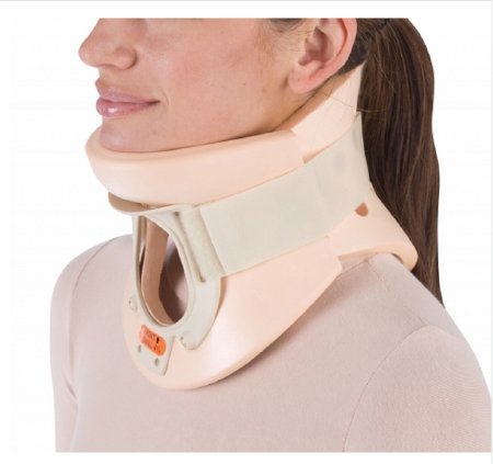 Picture of Rigid Cervical Collar ProCare® California Preformed Adult Medium Two-Piece / Trachea Opening 3-1/4 Inch Height 13 to 16 Inch Neck Circumference79-83135