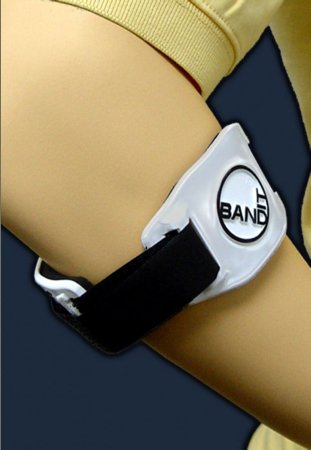 Picture of Tennis Elbow Support Bell-Horn® Band It™ Therapeutic One Size Fits Most Hook and Loop Strap Closure Arm Band Left or Right Arm Black / White357