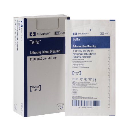 Picture of Adhesive Dressing Telfa™ 4 X 8 Inch Nonwoven Rectangle White Sterile7541