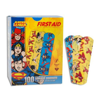Picture of Adhesive Strip American® White Cross Stat Strip® 3/4 X 3 Inch Plastic Rectangle Kid Design (Superman / Wonder Woman / Flash) Sterile10790