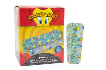 Picture of Adhesive Strip Looney Tunes™ Stat Strip® 3/4 X 3 Inch Plastic Rectangle Kid Design (Tweety) Sterile1083737