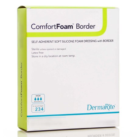Picture of Silicone Foam Dressing ComfortFoam™ Border 7-1/5 X 7-1/5 Inch Sacral Silicone Adhesive with Border Sterile43880