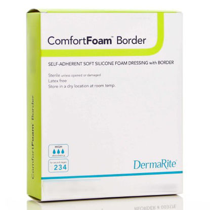 Picture of Silicone Foam Dressing ComfortFoam™ Border 7-1/5 X 7-1/5 Inch Sacral Silicone Adhesive with Border Sterile43880