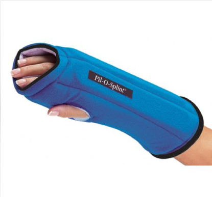 Picture of Resting Wrist / Hand Splint ProCare® IMAK® RSI Adjustable Pil-O-Splint® Cotton / Flannel / Foam Left or Right Hand Blue One Size Fits Most79-87550