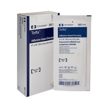 Picture of Adhesive Dressing Telfa™ 4 X 10 Inch Nonwoven Rectangle White Sterile7542