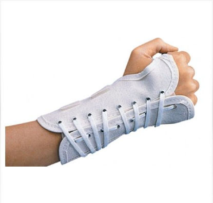 Picture of Cock-Up Wrist Brace ProCare® Aluminum / Canvas Right Hand White Large79-87347