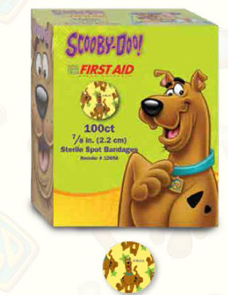 Picture of Adhesive Spot Bandage American® White Cross 7/8 Inch Plastic Round Kid Design (Scooby Doo) Sterile10658