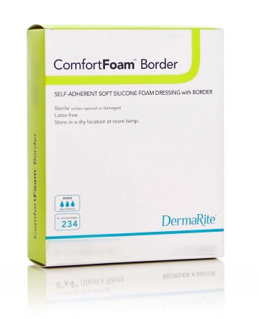 Picture of Silicone Foam Dressing ComfortFoam™ Border 2 X 2 Inch Square Silicone Adhesive with Border Sterile43220