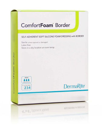 Picture of Silicone Foam Dressing ComfortFoam™ Border 2 X 2 Inch Square Silicone Adhesive with Border Sterile43220