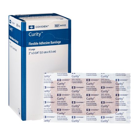Picture of Adhesive Strip Curity™ 2 X 3-1/4 Inch Fabric Rectangle Tan Sterile44102-