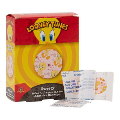 Picture of Adhesive Spot Bandage Looney Tunes™ 7/8 Inch Plastic Round Kid Design (Tweety) Sterile1074737