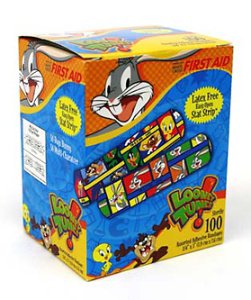 Picture of Adhesive Strip Looney Tunes™ Stat Strip® 3/4 X 3 Inch Plastic Rectangle Kid Design (Bugs and Daffy) Sterile1085737