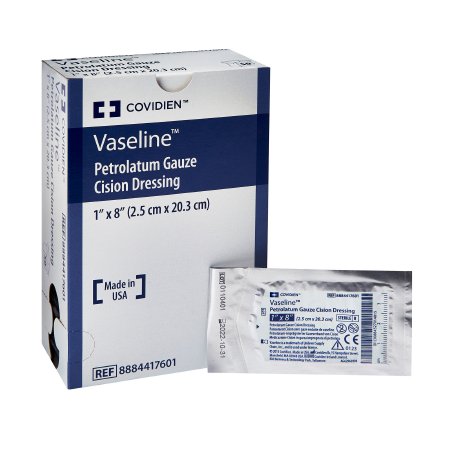 Picture of Petrolatum Impregnated Dressing Vaseline™ 1 X 8 Inch Gauze Petrolatum Sterile8884417601