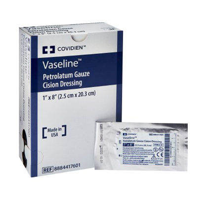 Picture of Petrolatum Impregnated Dressing Vaseline™ 1 X 8 Inch Gauze Petrolatum Sterile8884417601
