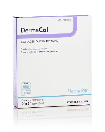 Picture of Collagen Dressing DermaCol™ Collagen / Sodium Alginate / Carboxyl Methylcellulose / Ethylenediamine-tetraacetic Acid (EDTA) 2 X 2 Inch 10 per Pack00302E