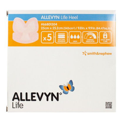 Picture of Silicone Foam Dressing Allevyn Life 9-4/5 X 9-9/10 Inch Heel Silicone Adhesive with Border Sterile66801304
