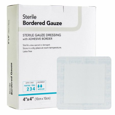 Picture of Adhesive Dressing DermaRite® Bordered Gauze 4 X 4 Inch Gauze Square White NonSterile00255