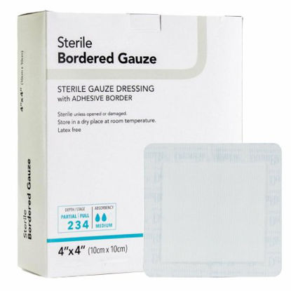 Picture of Adhesive Dressing DermaRite® Bordered Gauze 4 X 4 Inch Gauze Square White NonSterile00255