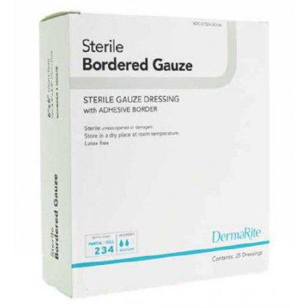 Picture of Adhesive Dressing DermaRite® Bordered Gauze 4 X 10 Inch Gauze Rectangle White Sterile11410
