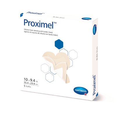 Picture of Silicone Foam Dressing Proximel™ 9-2/5 X 10 Inch Heel Silicone Adhesive with Border Sterile14800000