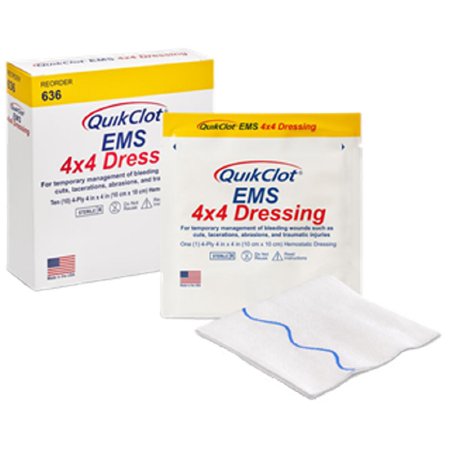 Picture of Hemostatic Dressing QuikClot® EMS 4 X 4 Inch 1 per Pack Individual Packet Sterile636