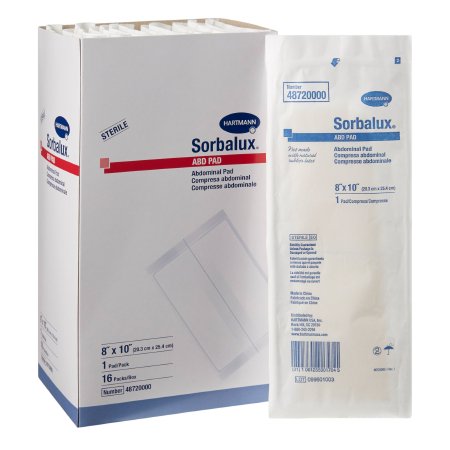 Picture of Abdominal Pad Sorbalux® ABD Nonwoven Cellulose 1-Ply 8 X 10 Inch Rectangle Sterile48720000