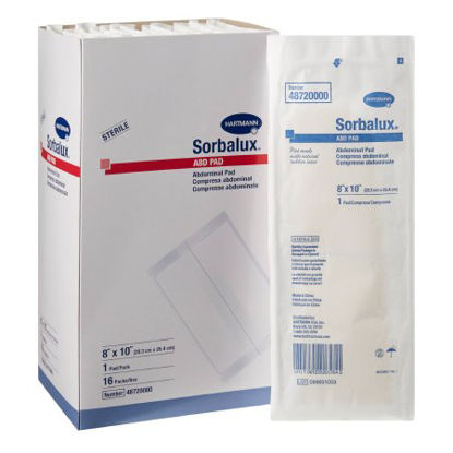 Picture of Abdominal Pad Sorbalux® ABD Nonwoven Cellulose 1-Ply 8 X 10 Inch Rectangle Sterile48720000