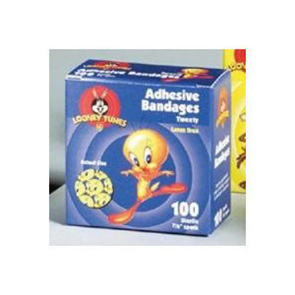 Picture of Adhesive Spot Bandage Looney Tunes™ 7/8 Inch Plastic Round Kid Design (Tweety and Taz) Sterile1079797