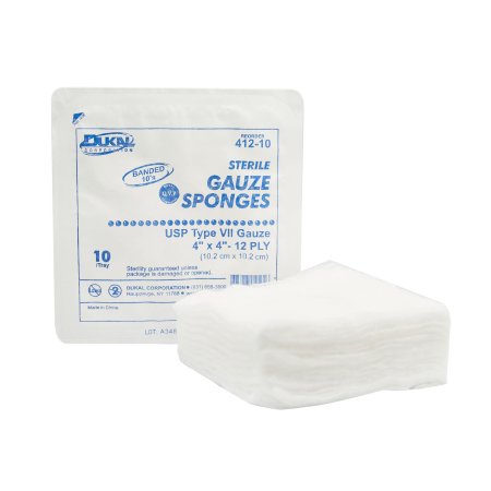 Picture of USP Type VII Gauze Sponge Dukal™ Cotton 12-Ply 4 X 4 Inch Square Sterile412-10
