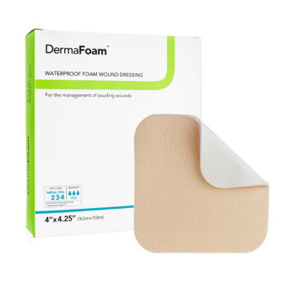 Picture of Foam Dressing DermaFoam® 4 X 4-1/4 Inch Rectangle Non-Adhesive without Border Sterile00291E