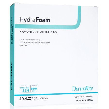 Picture of Foam Dressing HydraFoam™ 4 X 4-1/4 Inch Rectangle Non-Adhesive without Border Sterile00295E