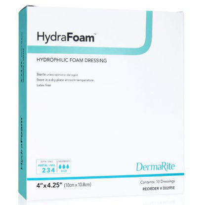 Picture of Foam Dressing HydraFoam™ 4 X 4-1/4 Inch Rectangle Non-Adhesive without Border Sterile00295E