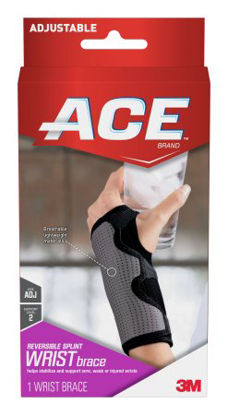 Picture of Wrist Brace 3M™ Ace™ Reversible Aluminum / Nylon / Polyester / Polyurethane / Spandex Left or Right Hand Black / Gray One Size Fits Most209623