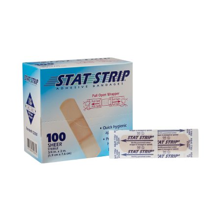 Picture of Adhesive Strip American® White Cross Stat Strip® 3/4 X 3 Inch Plastic Rectangle Tan Sterile152001