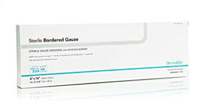Picture of Adhesive Dressing DermaRite® Bordered Gauze 4 X 14 Inch Gauze Rectangle White Sterile11414